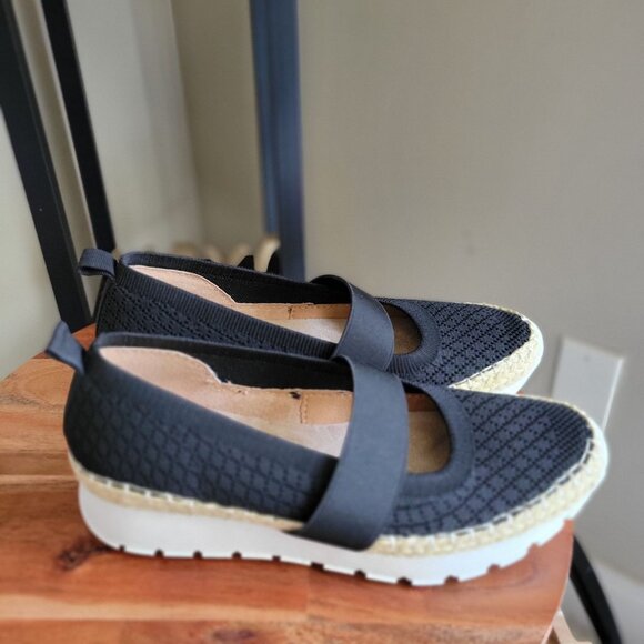 Adrienne Vittadini Percy Mary Jane Espadrille Slip-On Black Shoes SZ 6M - Picture 3 of 8